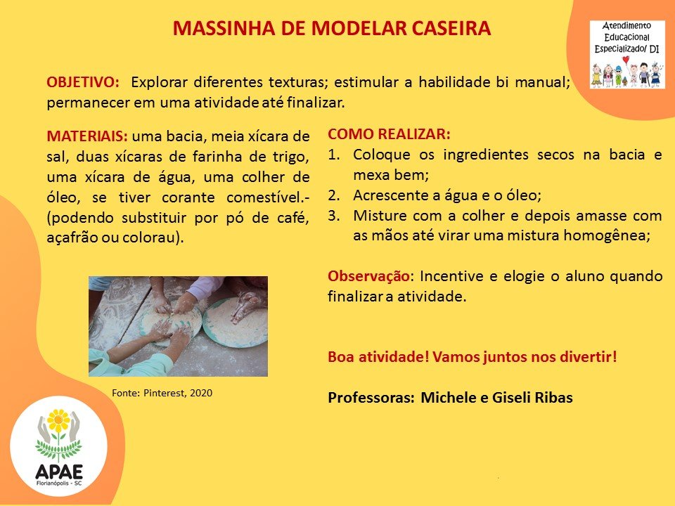 Atendimento Educacional Especializado - Massinha de Modelar Caseira