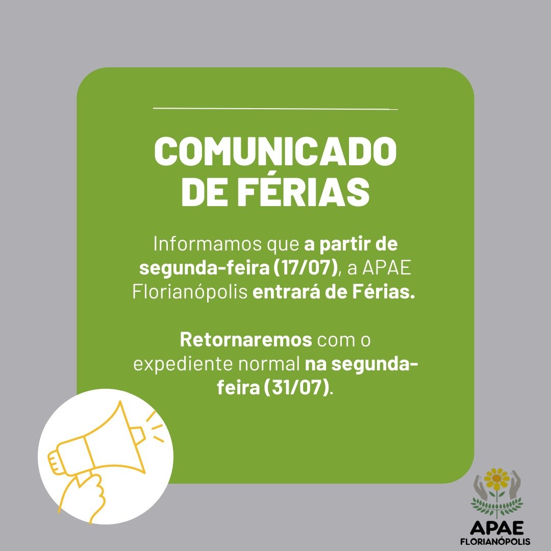 Férias de julho 2023 APAE Florianópolis