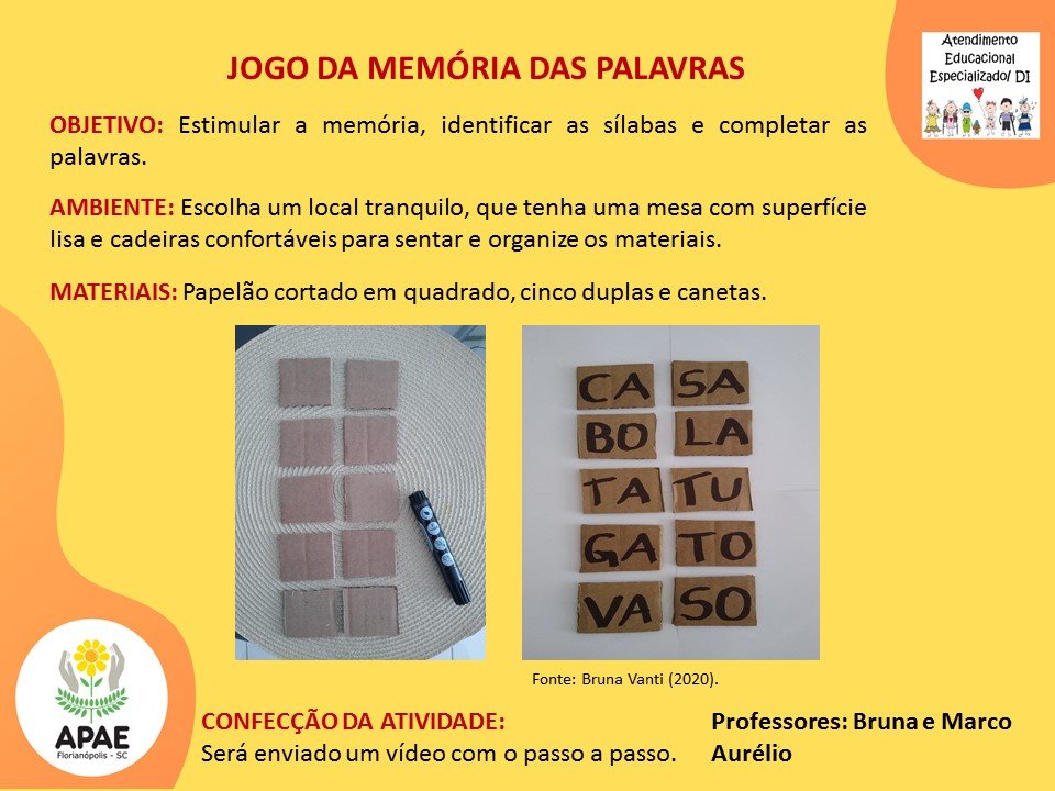 Atendimento Educacional Especializado - Jogo da Memória das Palavras