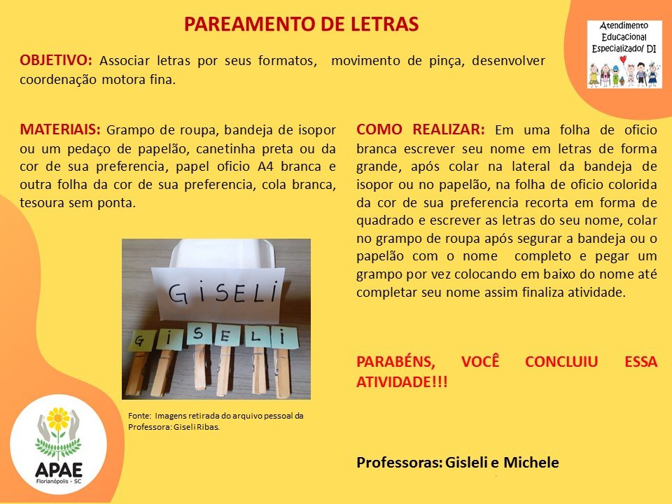 Atendimento Educacional Especializado - Pareamento de Letras