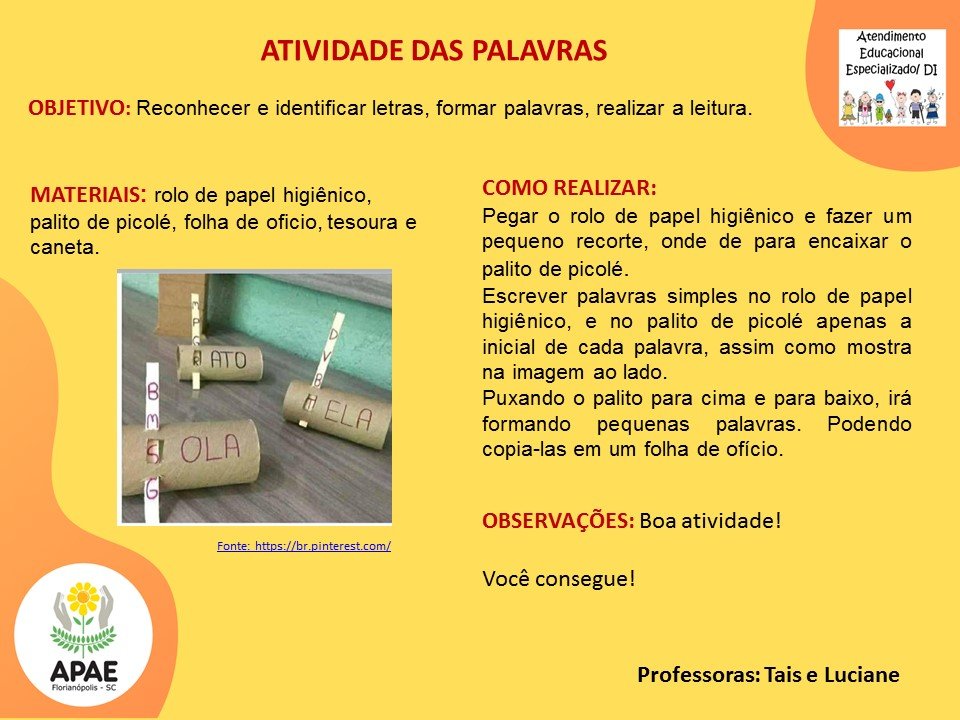 Atendimento Educacional Especializado - Atividade das Palavras