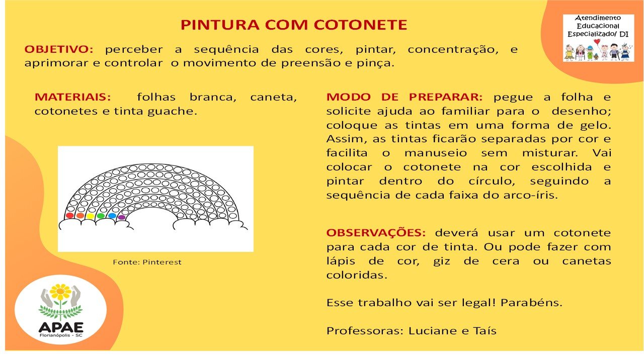 Atendimento Educacional Especializado - Pintura com Cotonete