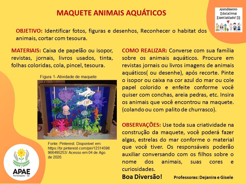 Atendimento Educacional Especializado - Maquete Animais Aquáticos