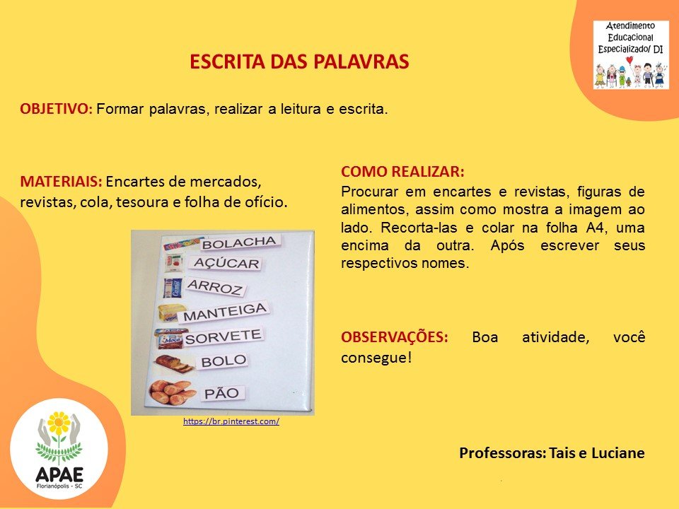 Atendimento Educacional Especializado - Escrita das Palavras
