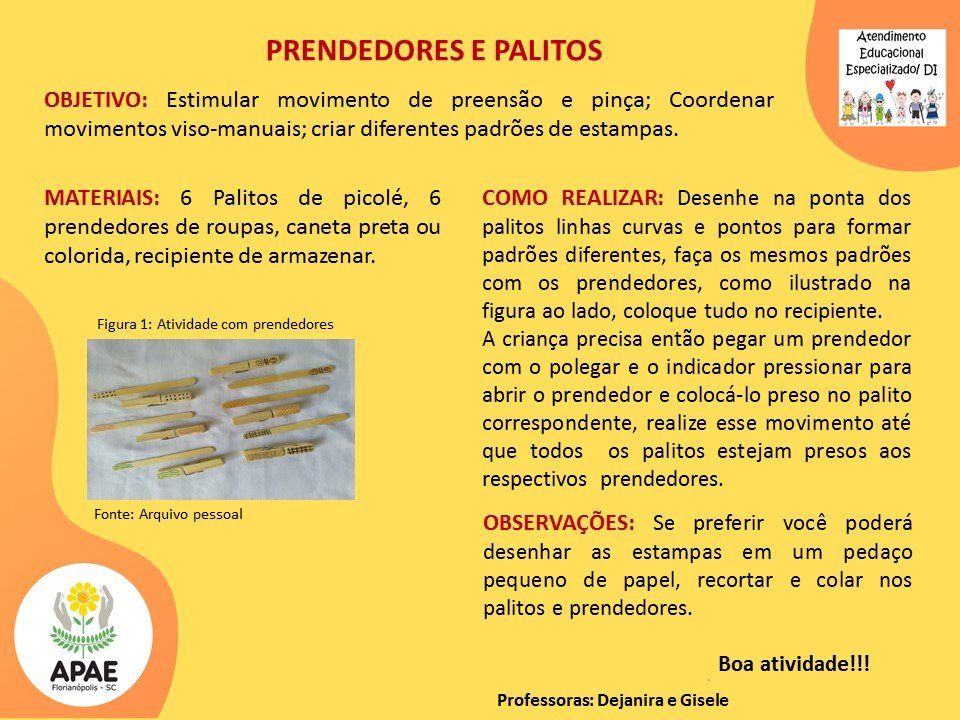 Atendimento Educacional Especializado - Prendedores e Palitos