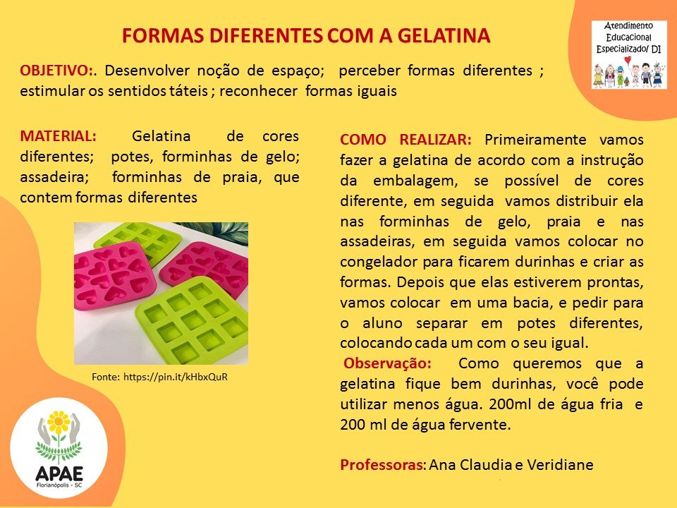 Atendimento Educacional Especializado - Forminhas de Gelo
