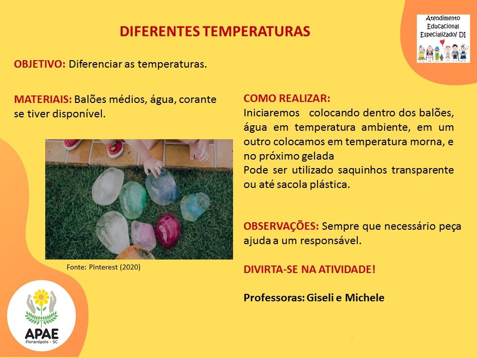 Atendimento Educacional Especializado - Diferentes Temperaturas