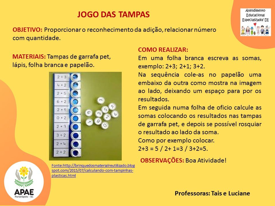 Atendimento Educacional Especializado - Jogo das Tampas