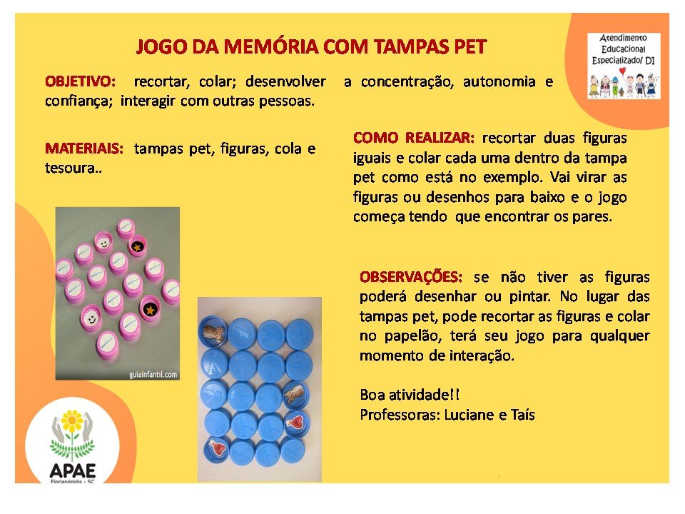 Atendimento Educacional Especializado - Jogo da Memória com Tampas 