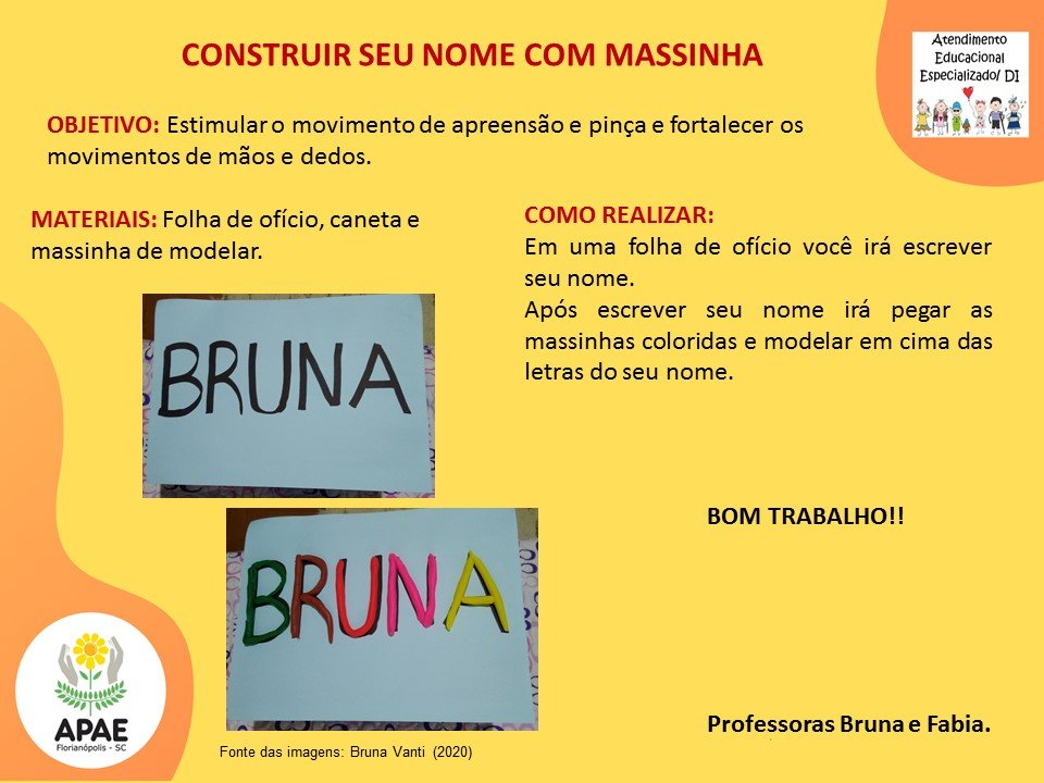 Atendimento Educacional Especializado - Construir seu Nome com Massinha