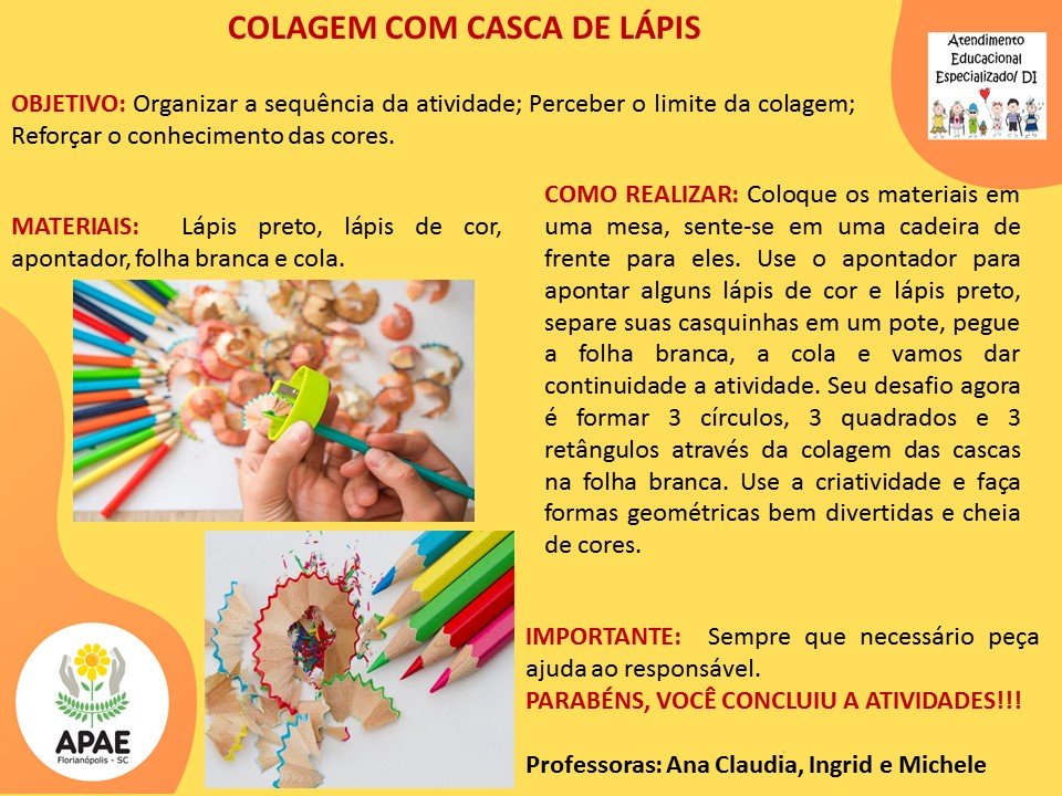 Atendimento Educacional Especializado - Colagem com Casca de Lápis