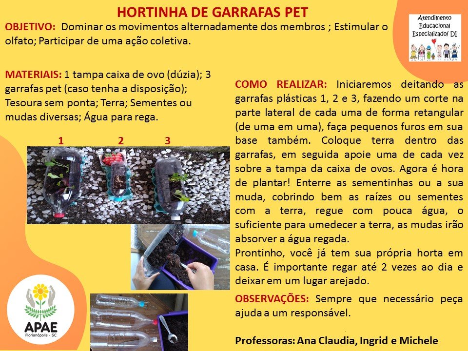 Atendimento Educacional Especializado - Hortinha de Garrafa Pet