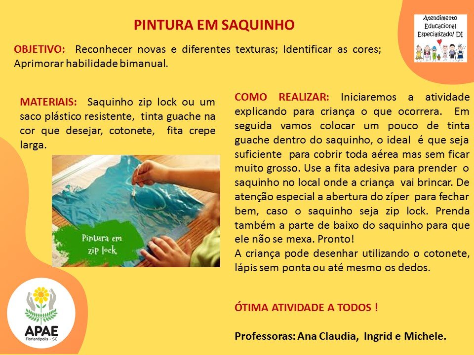 Atendimento Educacional Especializado - Pintura no Saquinho