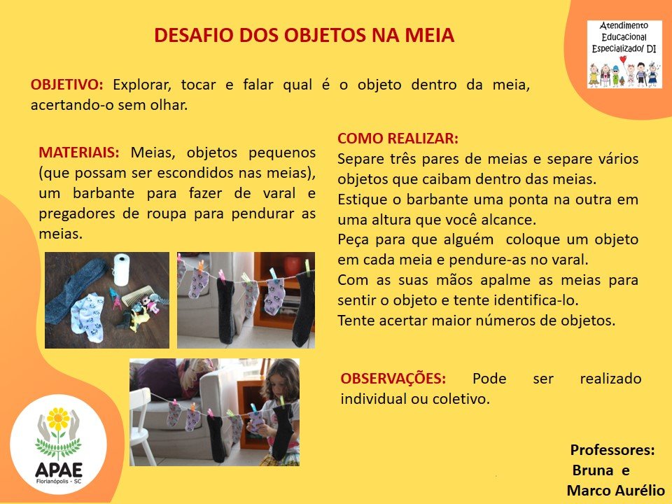 Desafio dos Objetos na Meia - Atendimento Educacional Especializado