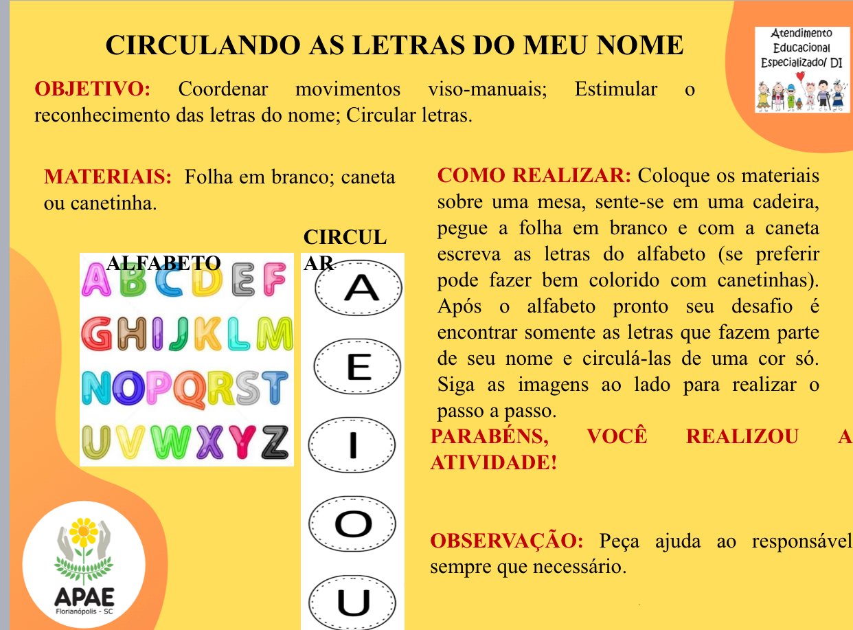 Circulando As Letras do Meu Nome - Atendimento Educacional Especializado