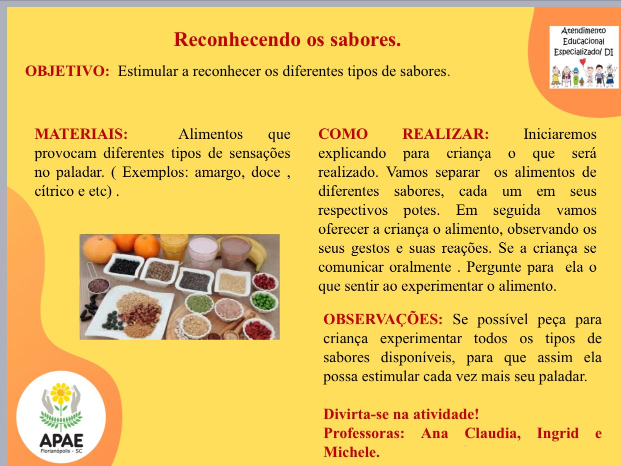 Reconhcendo os sabores - Atendimento Educacional Especializado