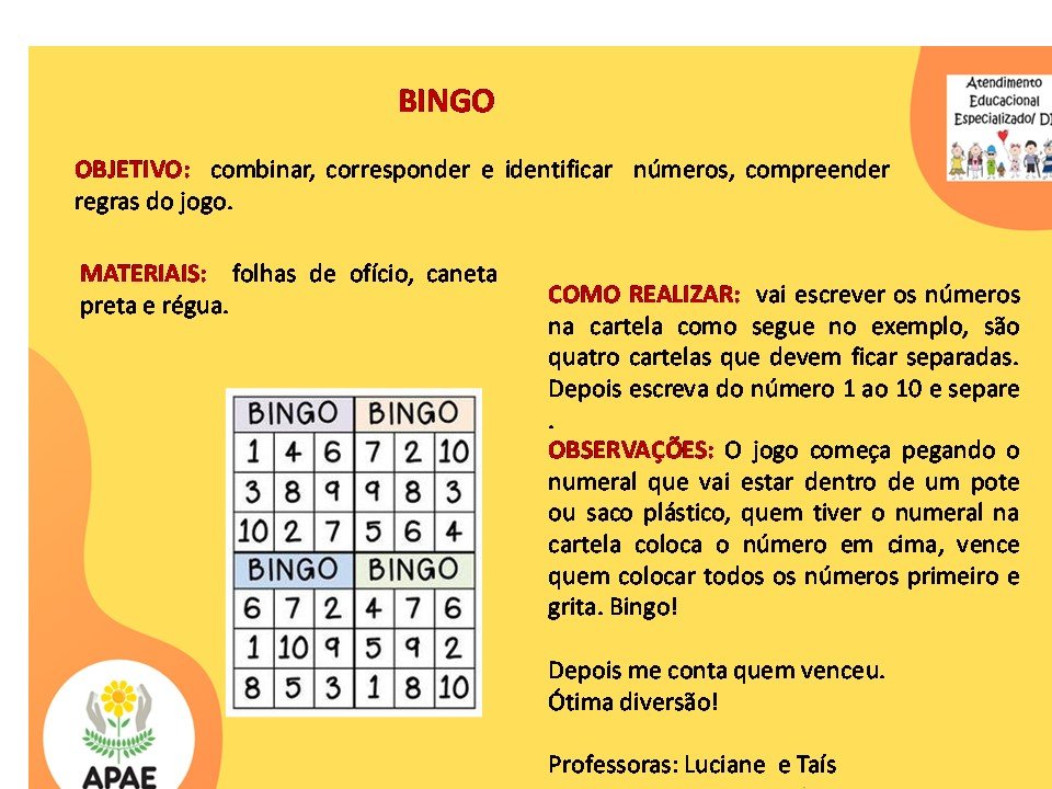 Bingo - Atendimento Educacional Especializado