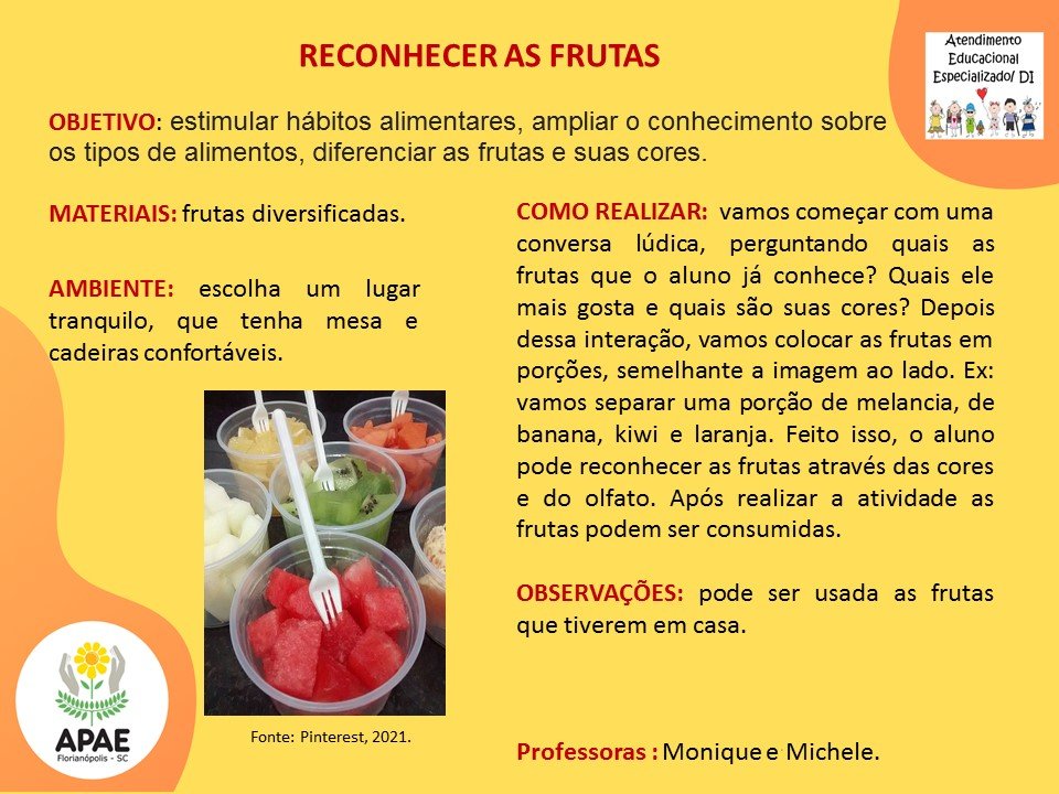 Atendimento Educacional Especializado - Reconhecer as Frutas