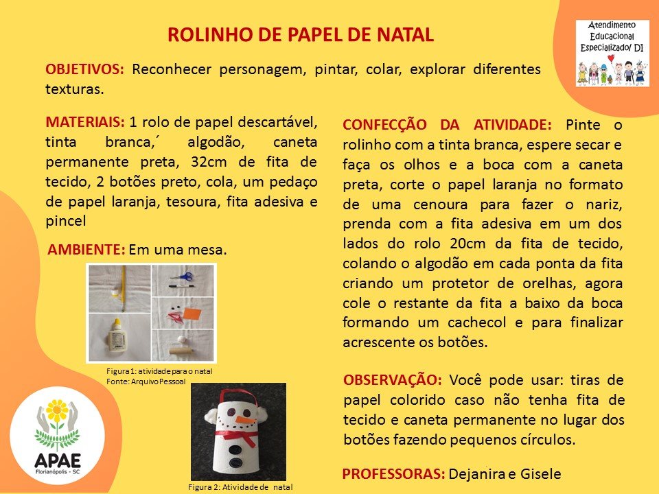 Atendimento Educacional Especializado - Rolinho de Papel de Natal