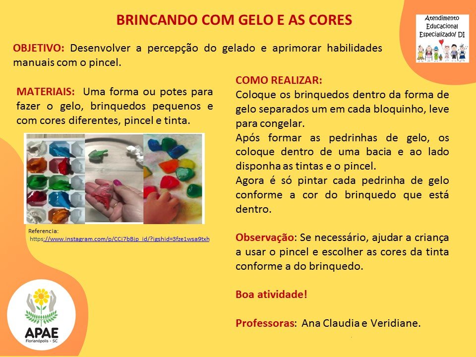 Atendimento Educacional Especializado - Brincando com Gelo e as Cores