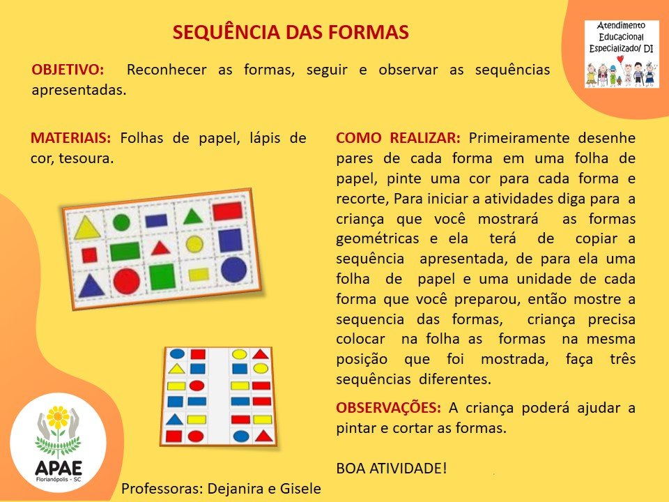 Sequência de Cores - Atendimento Educacional Especializado