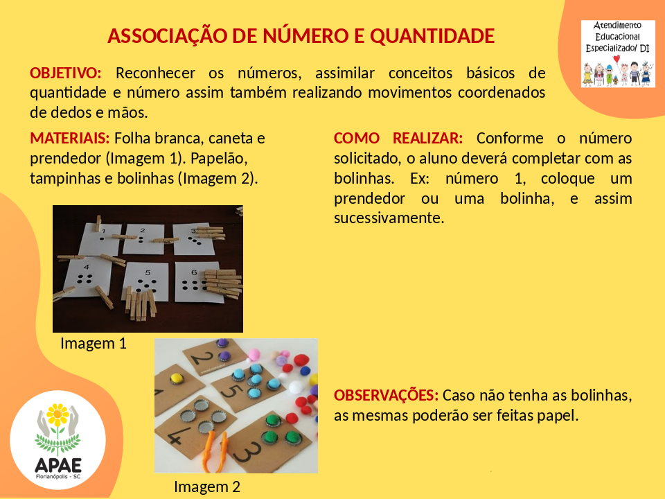 Associação de Número e Quantidade - Atendimento Educacional Especializado