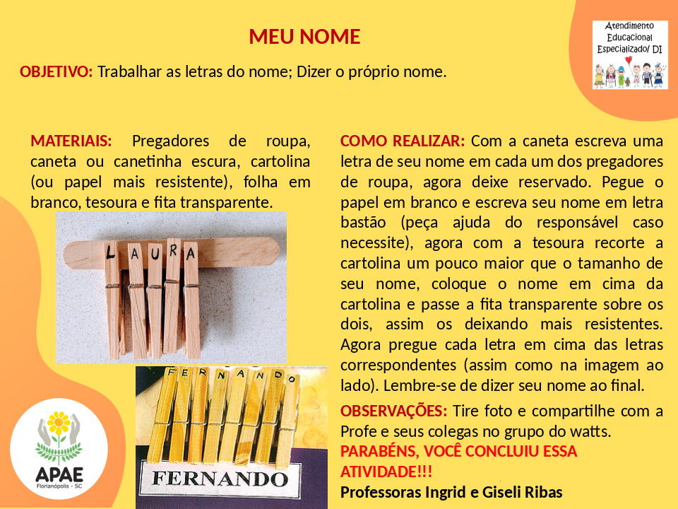  Meu nome - Atendimento Educacional Especializado