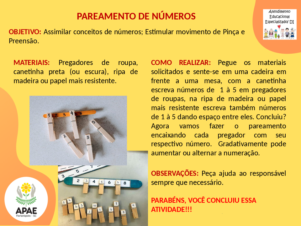 Pareamento de Números - Atendimento Educacional Especializado