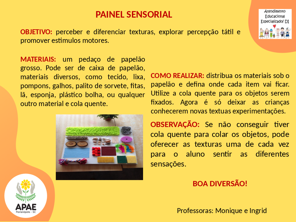 Painel sensorial  - Atendimento Educacional Especializado