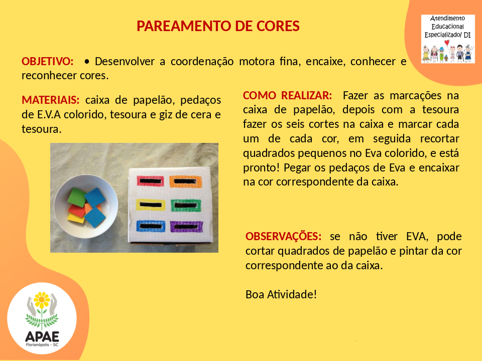 Pareamento das Cores - Serviço Pedagógico Específico