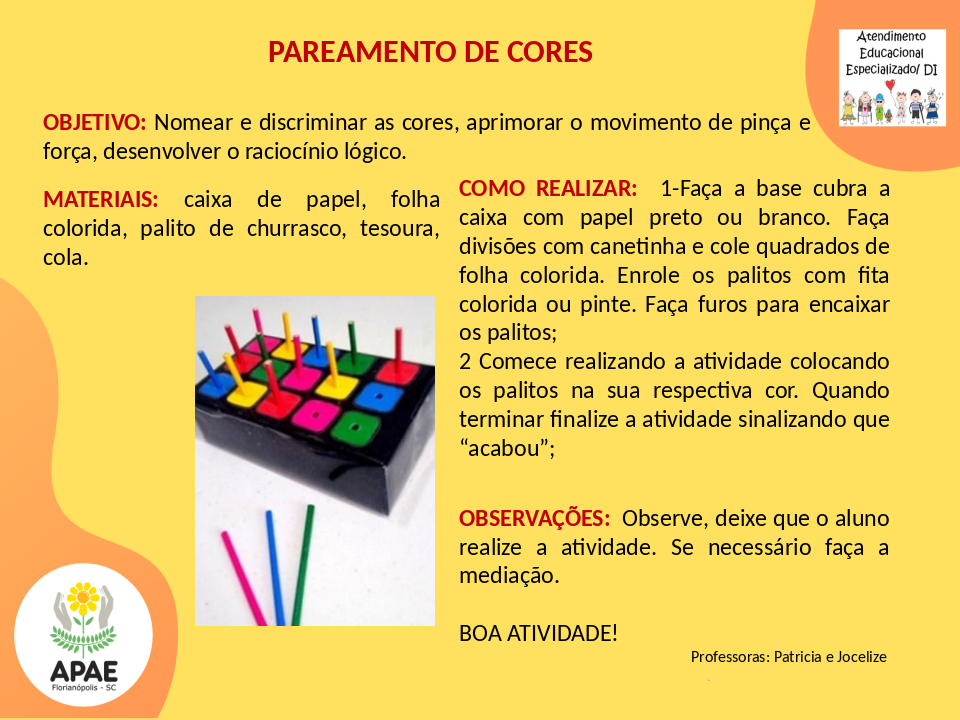 Pareamento de cores - Serviço Pedagógico Específico 