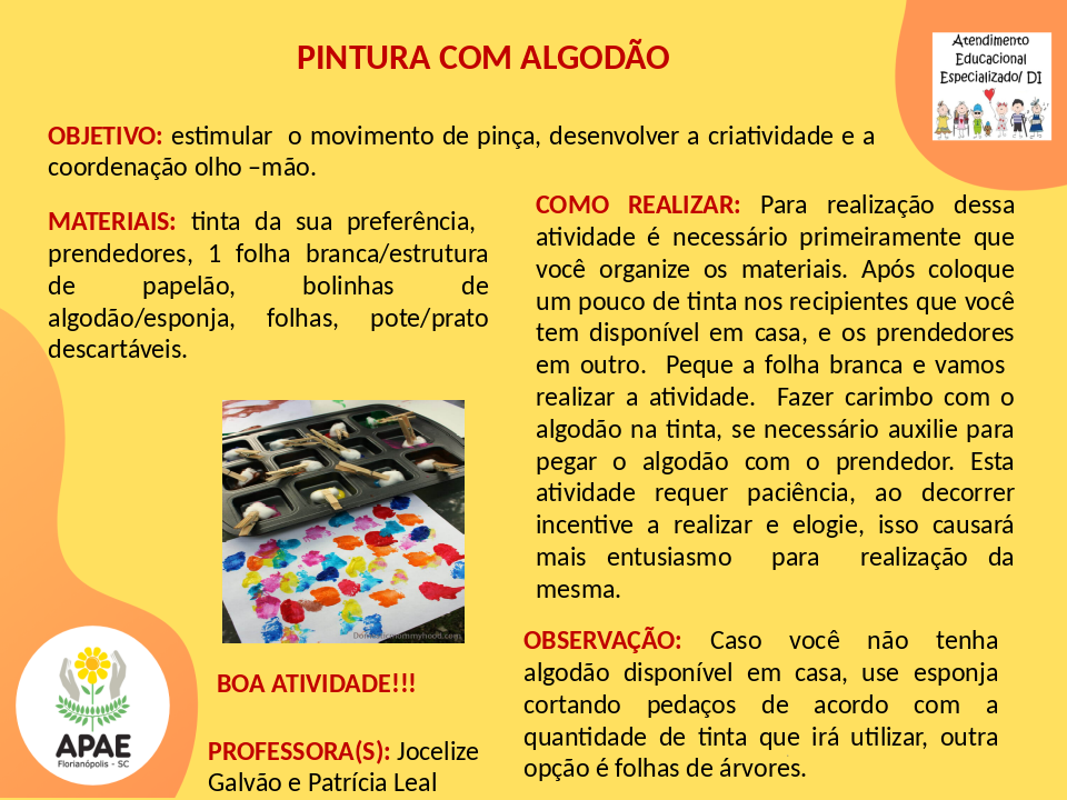 Pintura com Algodão - Serviço Pedagógico Específico