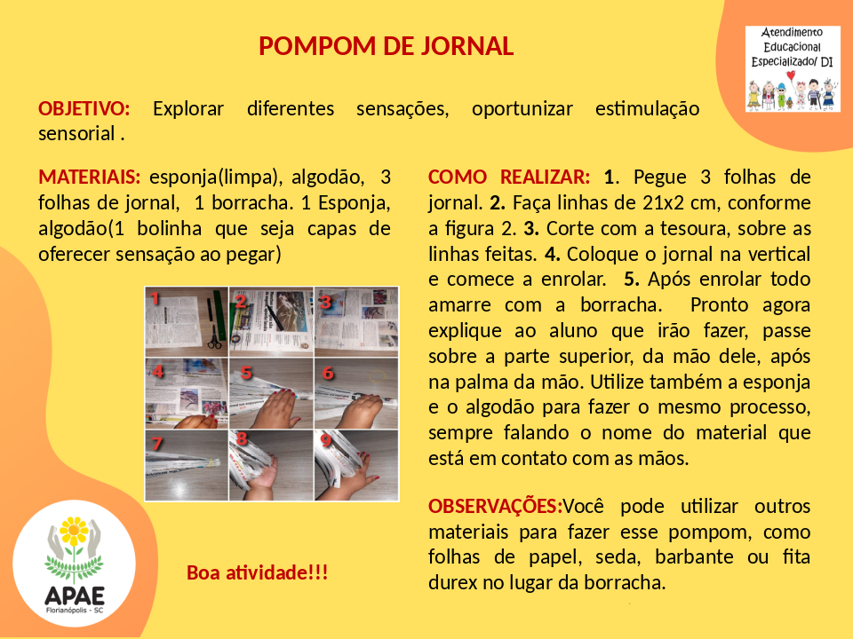 Pompom de Jornal - Serviço Pedagógico Específico