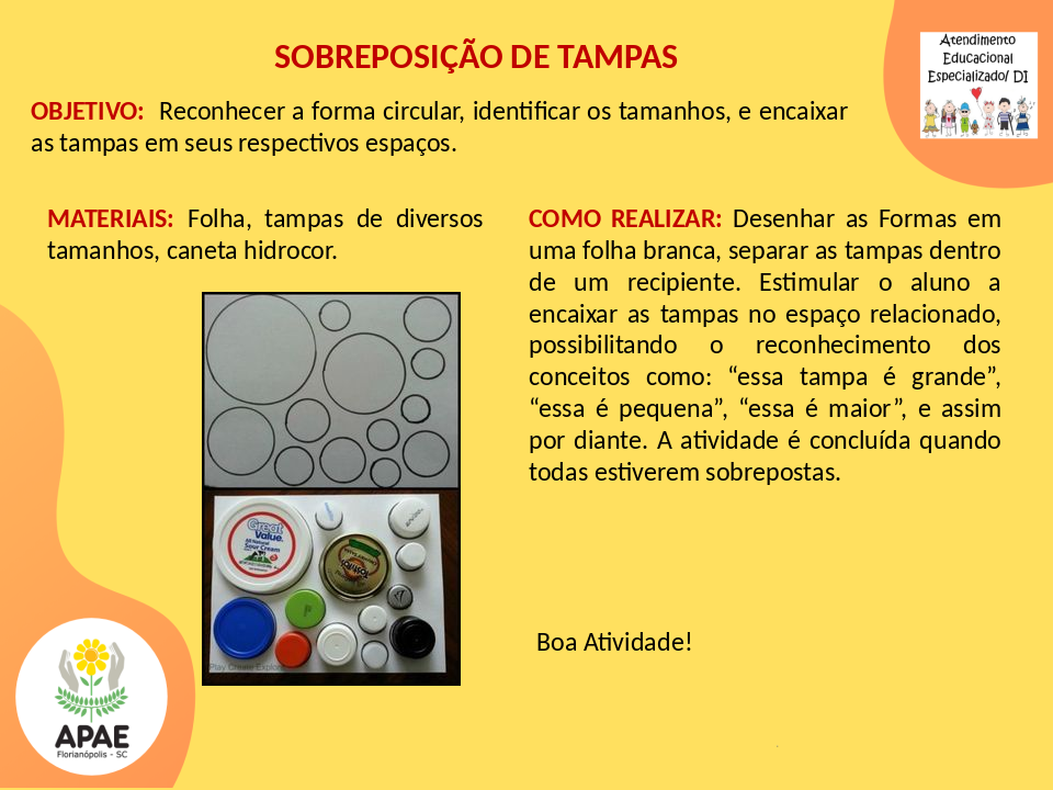 Sobreposição de Tampas - Estimulação Precoce 2