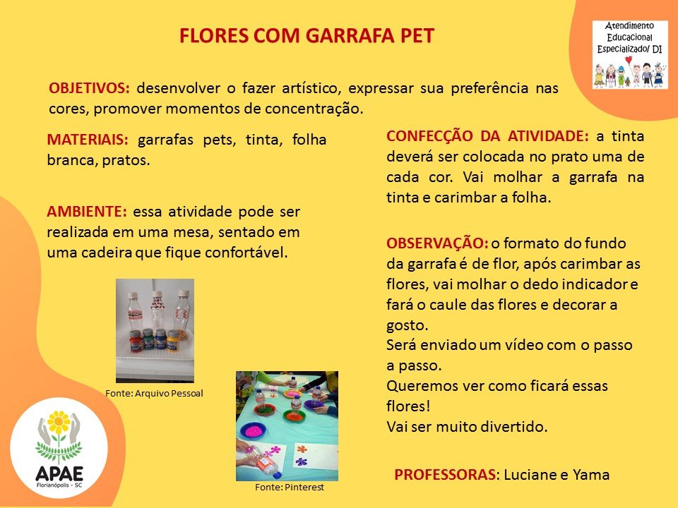 Serviço Pedagógico Específico - Flores com Garrafa Pet