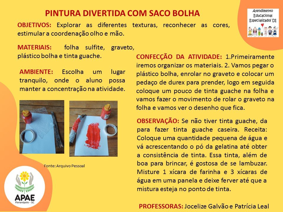 Serviço Pedagógico Específico - Pintura Divertida com Saco Bolha