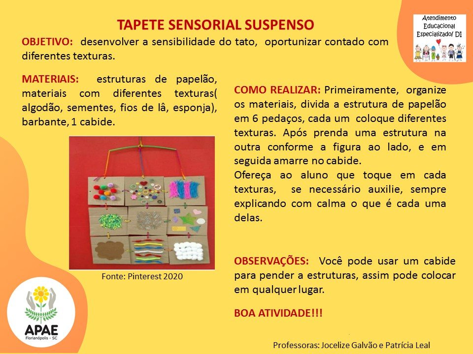 Serviço Pedagógico Específico - Tapete Sensorial Suspenso