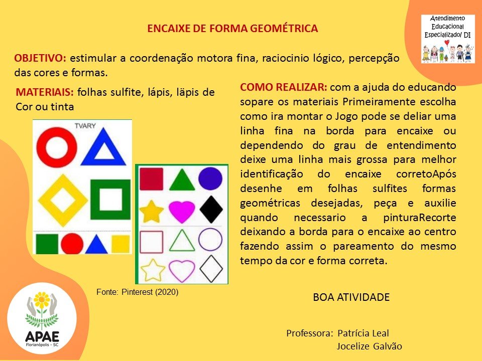 Serviço Pedagógico Específico - Encaixe de Forma Geométrica