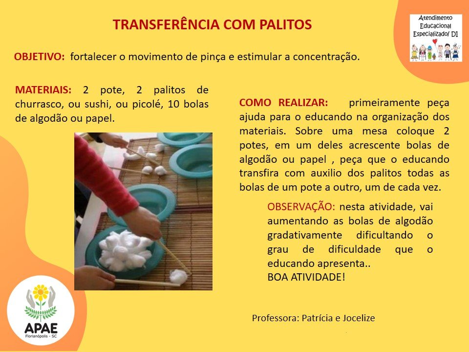 Transferência com Palito - Serviço Pedagógico Especializado 