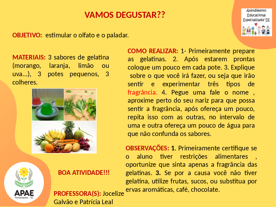 Vamos Degustar - Serviço Pedagógico Específico