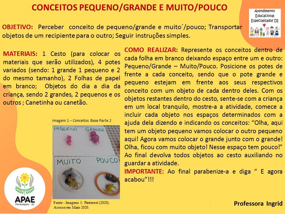 Estimulação Precoce 1 - Conceitos: Pequeno/Grande e Muito/Pouco