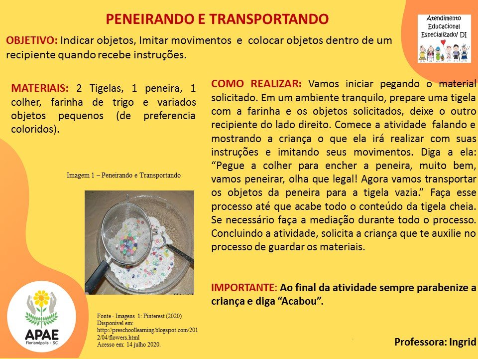 Estimulação Precoce 1 - Peneirando e Transportando