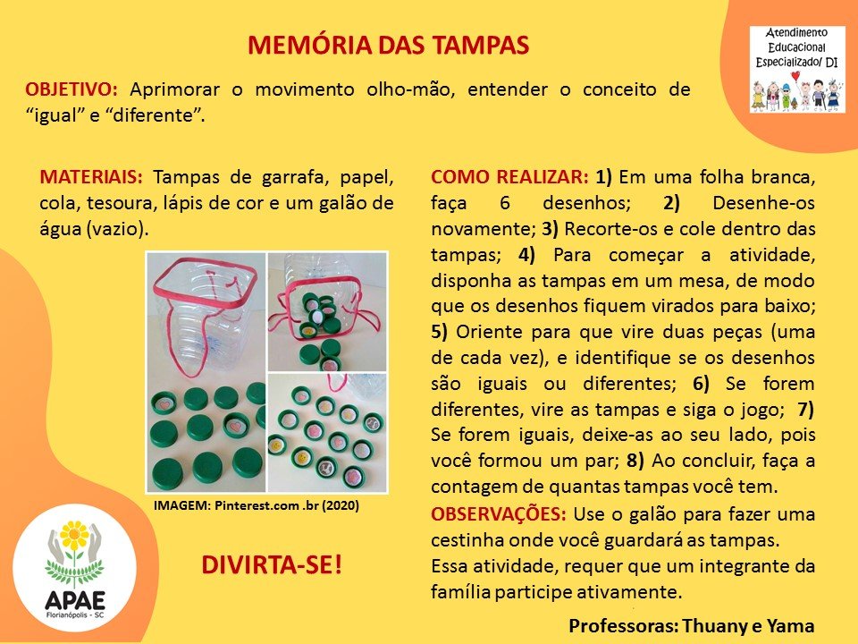 Estimulação Precoce 2 - Jogo da Memória das Tampas