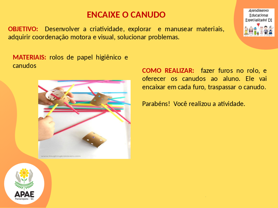 Encaixe o Canudo - Serviço Pedagógico Específico