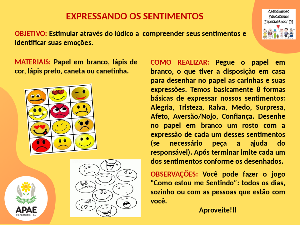 Expressando os Sentimentos - Atendimento Educacional Especializado