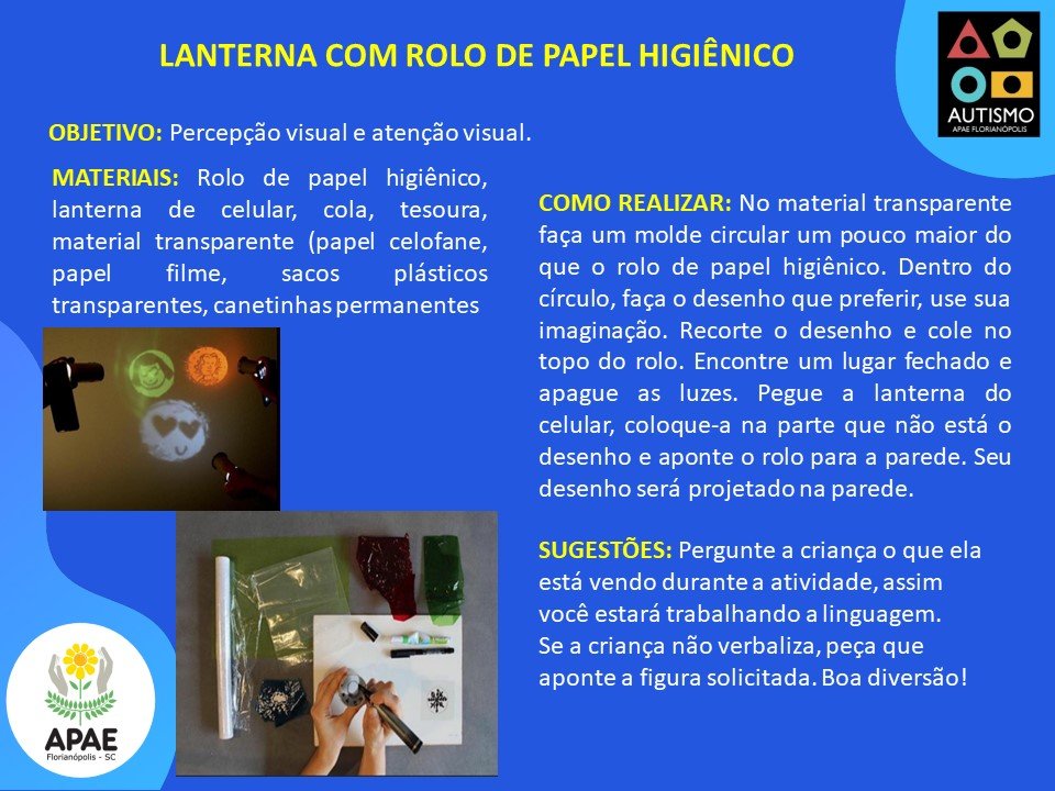 Lanterna com rolo de papel higiênico - TEA - AEE