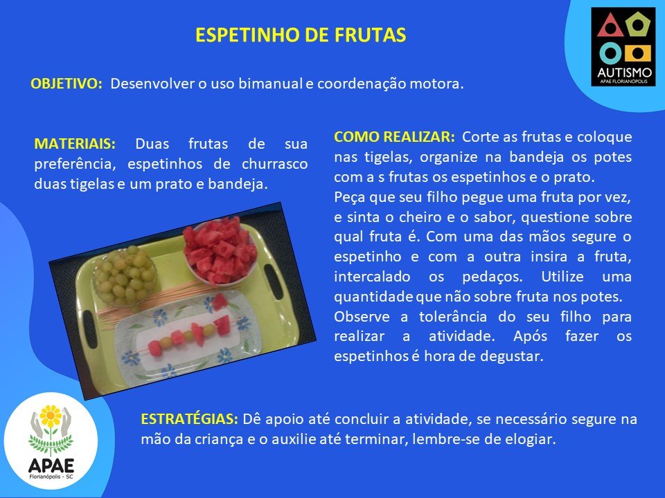 Espetinho de Frutas - AEE TEA