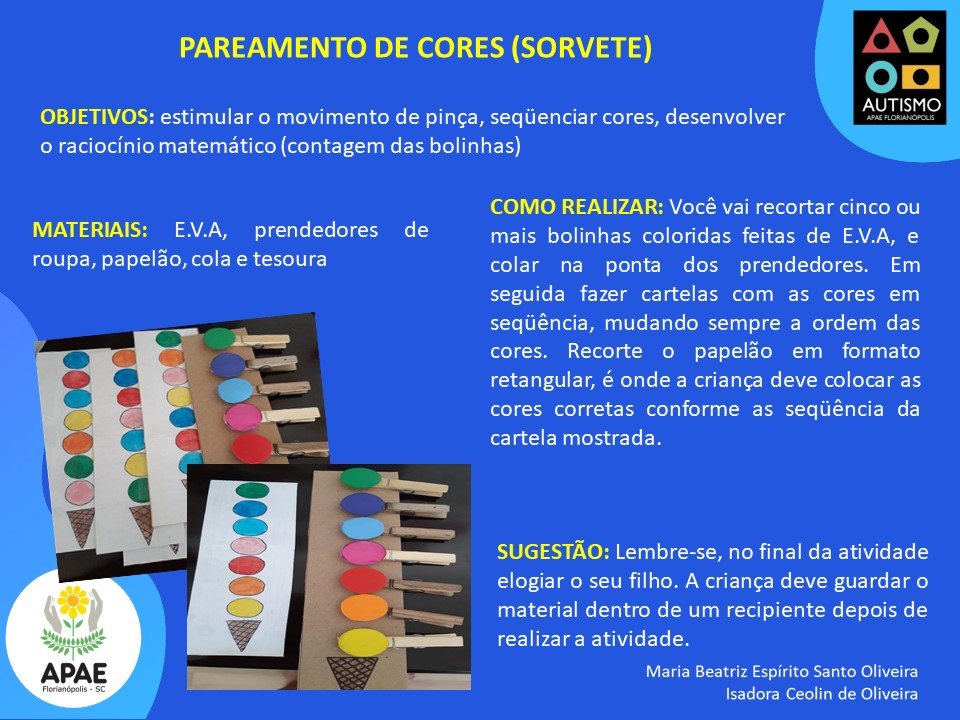 Pareamento e Cores (Sorvete) - AEE / TEA