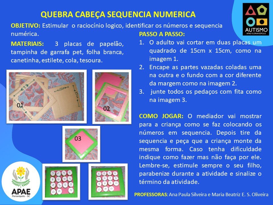 Quebra cabeça - Sequência Numérica - AEE