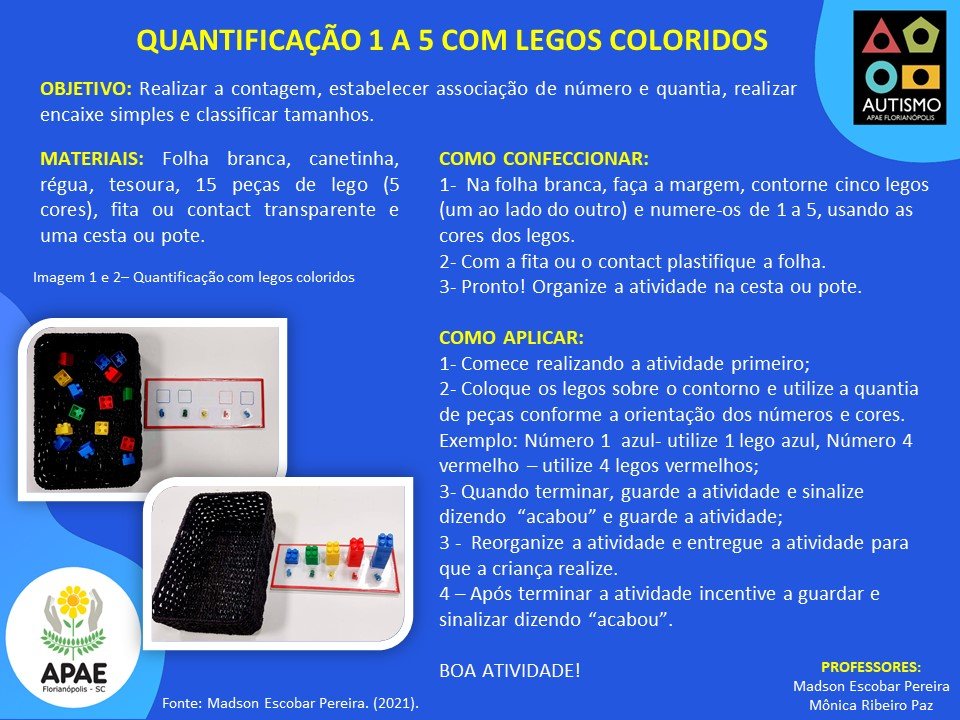 Quantificação 1 a 5 com legos coloridos - TEA